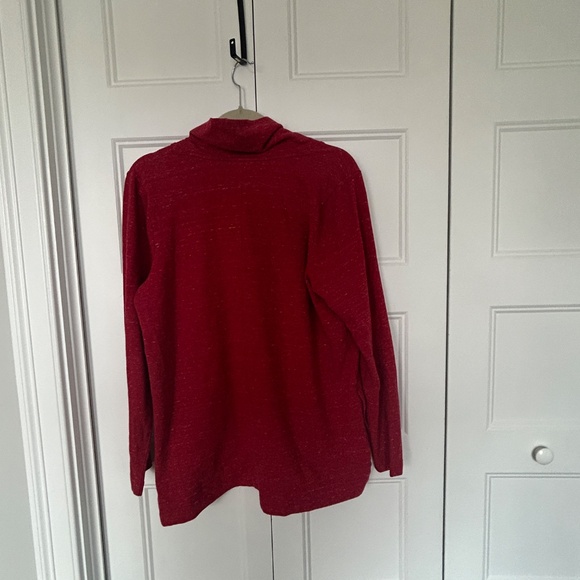 J. Jill French Terry Cowl Neck Tunic Pullover Sweatshirt Scarlet Red Womens L - Picture 5 of 6